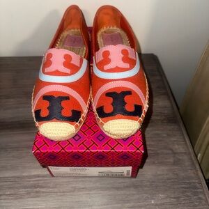 Tory Burch Orange and Pink Espadrilles